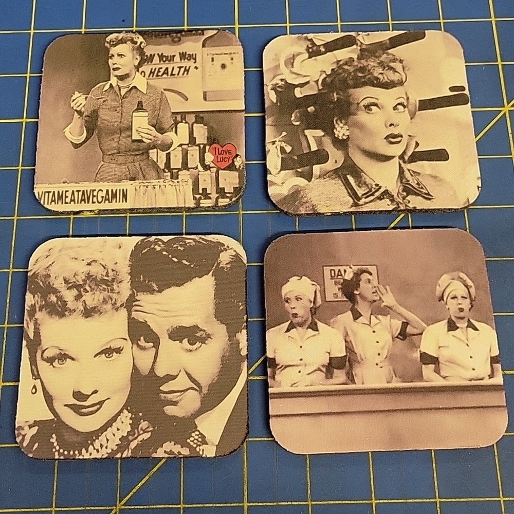 I Love Lucy Foam Coaster Set of 4 -  3.5" x 4"